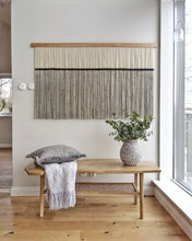 Load image into Gallery viewer, Large dip dye wall hanging, black tapestry, yarn art, yarn wall decor, woven wall art, dyed yarn wall hanging, minimalist fiber art