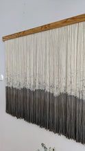Load image into Gallery viewer, Large dip dye wall hanging, black tapestry, yarn art, yarn wall decor, woven wall art, dyed yarn wall hanging, minimalist fiber art