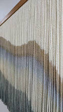 Load image into Gallery viewer, Large boho fiber art, dip dye wall hanging, wool tapestry, minimalist yarn art, yarn wall hanging, woven wall art, dyed yarn wall hanging