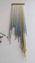 Load image into Gallery viewer, dip dye wall hanging, black tapestry, yarn art, boho yarn wall hanging, woven wall art, dyed yarn wall hanging, minimalist fiber art
