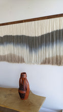 Load image into Gallery viewer, Dip dyed wall hanging, contemporary wall decor, fiber art, modern yarn decoration, above bed, large design art, dining room wall art