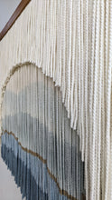 Load image into Gallery viewer, Dip dye fiber art, mountains tapestry, large boho wall hanging, landscape wall art, hand dyed wall hanging, yarn decor, neutral home art