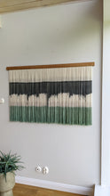 Load image into Gallery viewer, Large fiber art, dip dye wall hanging, wool tapestry, minimalist yarn art, yarn wall hanging, woven wall art, dyed yarn wall hanging