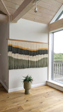 Load image into Gallery viewer, Large dip dye wall hanging, black tapestry, yarn art, boho yarn wall hanging, woven wall art, dyed yarn wall hanging, minimalist fiber art