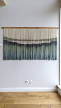 Load image into Gallery viewer, Dip dye fiber art, large boho wall hanging, contemporary wall art, hand dyed tapestry, yarn decor, neutral home decoration