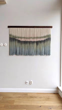 Load image into Gallery viewer, Dip dye fiber art, large boho wall hanging, contemporary wall art, hand dyed tapestry, yarn decor, neutral home decoration