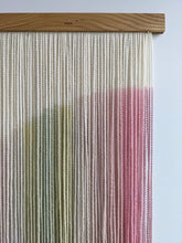 Load image into Gallery viewer, Girl room decor, large dip dye wall hanging, yarn art, boho yarn tapestry, woven wall art, dyed yarn wall hanging, spring wall art