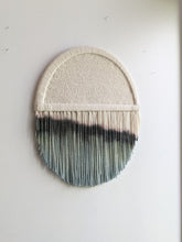 Load image into Gallery viewer, Circular dip dye tapestry, round wall decor, circle modern fiber art, round macrame wall hanging, large circular wall art, minimal tapestry