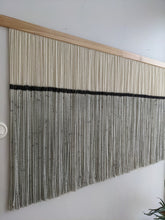 Load image into Gallery viewer, Large dip dye wall hanging, black tapestry, yarn art, yarn wall decor, woven wall art, dyed yarn wall hanging, minimalist fiber art