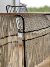 Load image into Gallery viewer, Minimalist fiber art, dip dye wall hanging, grey tapestry, yarn art, yarn wall decor, woven wall art, dyed yarn wall hanging, wool painting