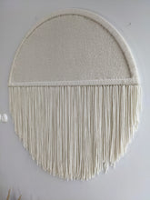 Load image into Gallery viewer, Round macrame wall hanging, circle boho fiber art, circular wool tapestry, round wall decor, large circular wall art, natural tapestry