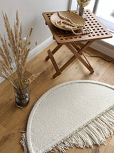 Load image into Gallery viewer, Round macrame wall hanging, circle boho fiber art, circular wool tapestry, round wall decor, large circular wall art, natural tapestry