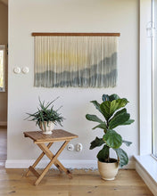 Load image into Gallery viewer, Dip dye fiber art, large boho wall hanging, contemporary wall art, hand dyed tapestry, yarn decor, neutral home decoration