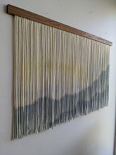 Load image into Gallery viewer, Dip dye fiber art, large boho wall hanging, contemporary wall art, hand dyed tapestry, yarn decor, neutral home decoration