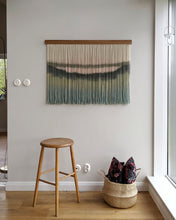 Load image into Gallery viewer, Dip dye fiber art, large boho wall hanging, contemporary wall art, hand dyed tapestry, yarn decor, neutral home decoration