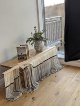 Load image into Gallery viewer, Large dip dye wall hanging, black tapestry, yarn art, yarn wall decor, woven wall art, dyed yarn wall hanging, minimalist fiber art