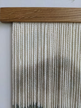 Load image into Gallery viewer, Landscape yarn art, dip dye wall hanging, blue fiber art, mountain and ocean dip dyed tapestry, macrame wall art, yarn wall hanging