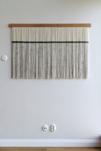 Load image into Gallery viewer, Large dip dye wall hanging, black tapestry, yarn art, yarn wall decor, woven wall art, dyed yarn wall hanging, minimalist fiber art