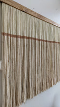 Load image into Gallery viewer, Natural dip dye wall hanging, beige tapestry, yarn art, yarn wall decor, woven wall art, dyed yarn wall hanging, minimalist fiber art