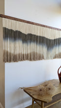 Load image into Gallery viewer, Dip dyed wall hanging, contemporary wall decor, fiber art, modern yarn decoration, above bed, large design art, dining room wall art