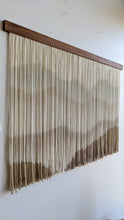 Load image into Gallery viewer, Dip dye tapestry, fiber art, abstract mountain, large boho wall hanging, contemporary wall art, hand dyed wall hanging, yarn decor, natural home decoration