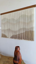 Load image into Gallery viewer, Dip dye tapestry, fiber art, abstract mountain, large boho wall hanging, contemporary wall art, hand dyed wall hanging, yarn decor, natural home decoration
