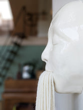 Load image into Gallery viewer, Clay and fiber art - Minimal Face Tassel - green
