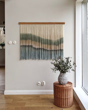 Load image into Gallery viewer, Dip dyed macrame wall hanging, large fiber art, abstract wall art, dip dye tapestry, yarn wall art, woven wall hanging, wool art
