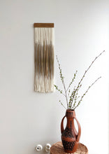 Load image into Gallery viewer, Dip dyed wall hanging, contemporary wall decor, fiber art, modern yarn decoration, above bed, large design art, dining room wall art
