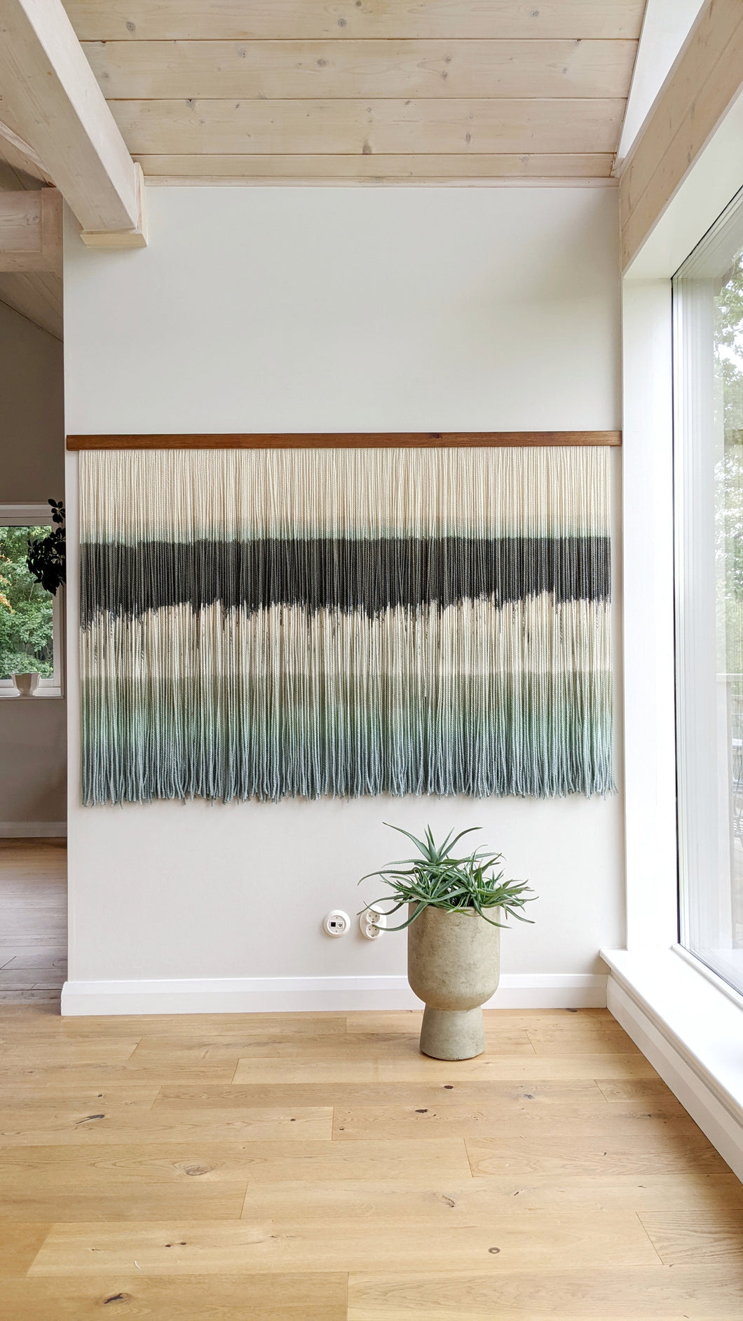 Dip dyed wall hanging, contemporary wall decor, fiber art, modern yarn decoration, above bed, large design art, dining room wall artDip dyed wall hanging, contemporary wall decor, fiber art, modern yarn decoration, above bed, large design art, dining room wall art