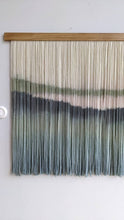 Load image into Gallery viewer, Dip dye fiber art, large boho wall hanging, contemporary wall art, hand dyed tapestry, yarn decor, neutral home decoration
