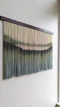Load image into Gallery viewer, Dip dye fiber art, large boho wall hanging, contemporary wall art, hand dyed tapestry, yarn decor, neutral home decoration
