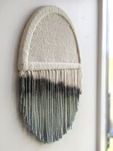 Load image into Gallery viewer, Circular dip dye tapestry, round wall decor, circle modern fiber art, round macrame wall hanging, large circular wall art, minimal tapestry
